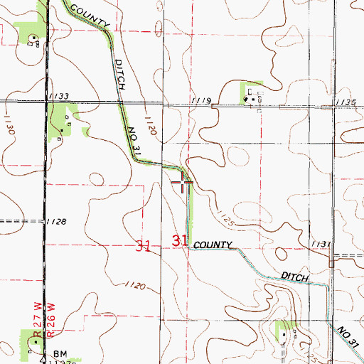 Topographic Map of County Ditch Number Thirtyone, MN
