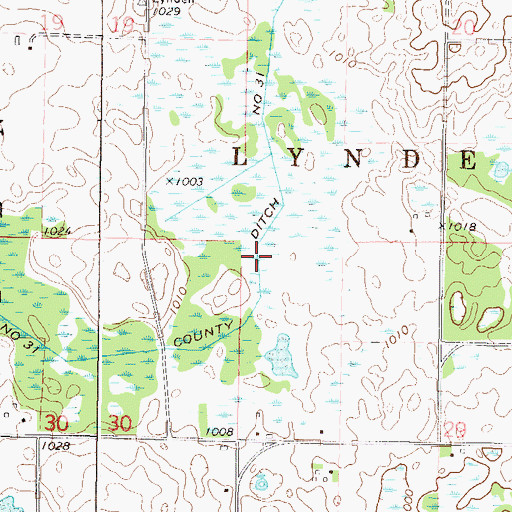 Topographic Map of County Ditch Number Thirtyone, MN