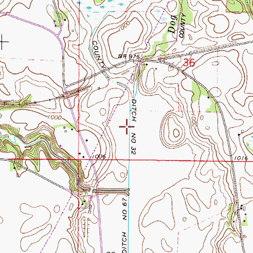 Topographic Map of County Ditch Number Thirtytwo, MN
