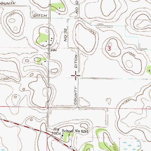 Topographic Map of County Ditch Number Thirtytwo, MN
