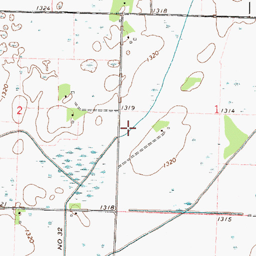 Topographic Map of County Ditch Number Thirtytwo, MN