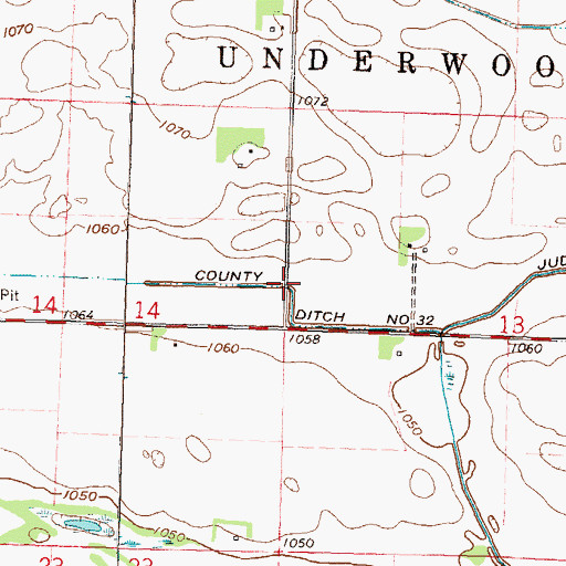 Topographic Map of County Ditch Number Thirtytwo, MN