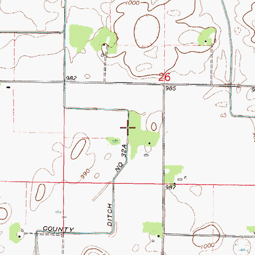 Topographic Map of County Ditch Number Thirtytwo A, MN