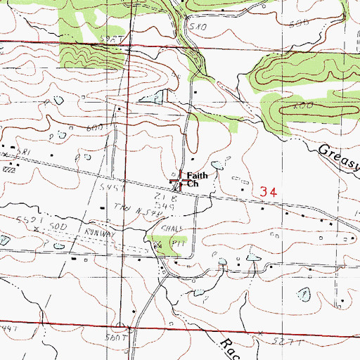 Topographic Map of Faith Church, AR