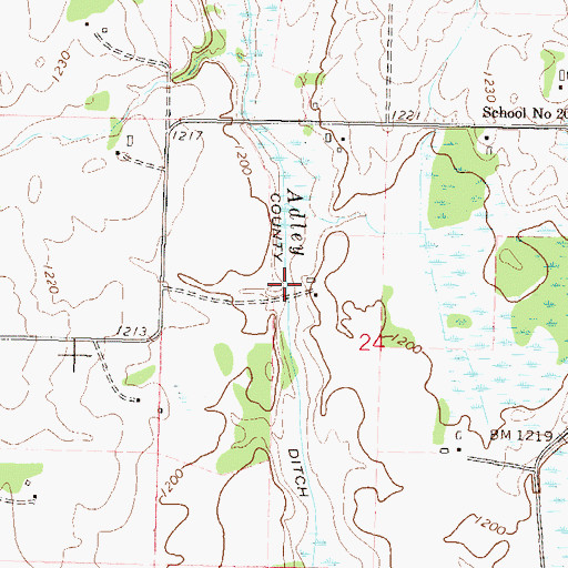 Topographic Map of County Ditch Number Thirtythree, MN