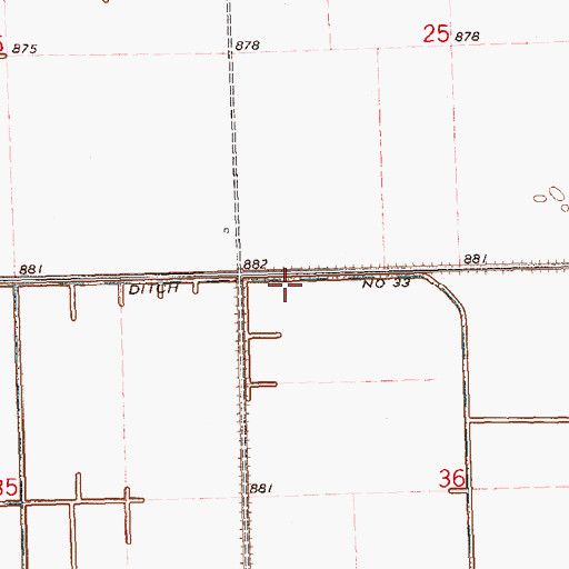 Topographic Map of County Ditch Number Thirtythree, MN