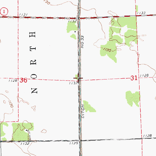 Topographic Map of County Ditch Number Thirtythree, MN