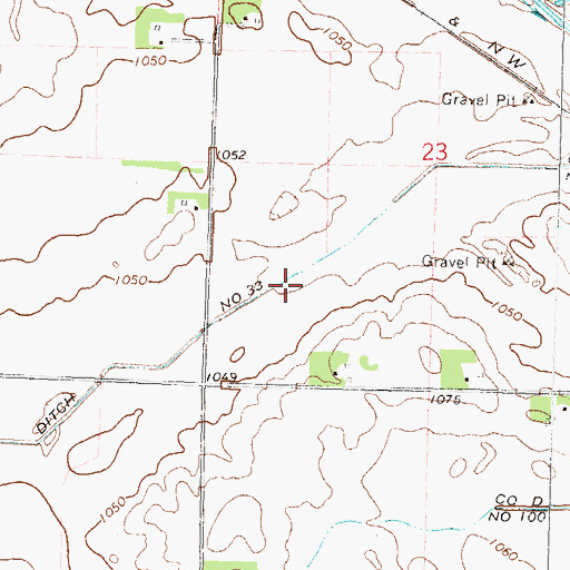 Topographic Map of County Ditch Number Thirtythree, MN