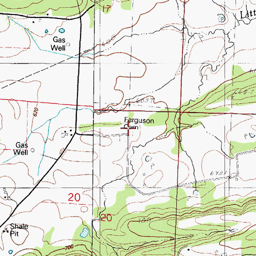 Topographic Map of Ferguson Valley Cemetery, AR