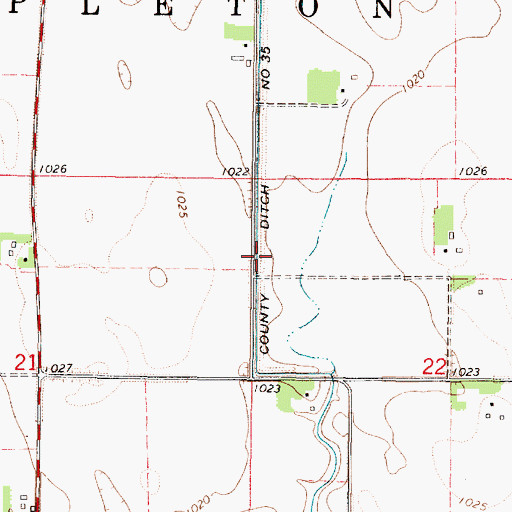 Topographic Map of County Ditch Number Thirtyfive, MN