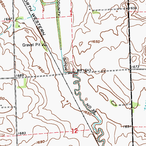 Topographic Map of County Ditch Number Thirtyfive, MN