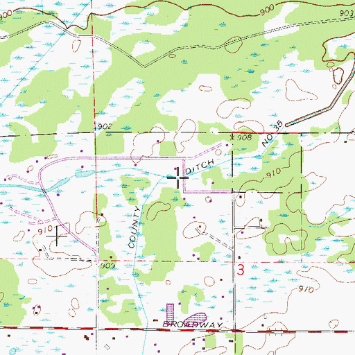 Topographic Map of County Ditch Number Thirtyfive, MN