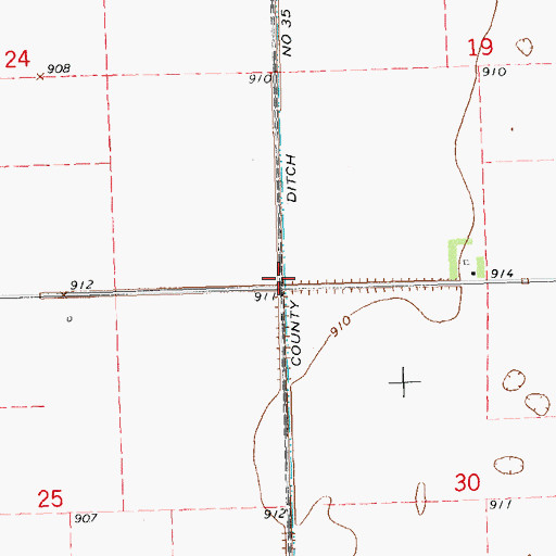 Topographic Map of County Ditch Number Thirtyfive, MN