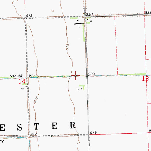 Topographic Map of County Ditch Number Thirtyfive, MN