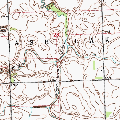 Topographic Map of County Ditch Number Thirtyfive D, MN