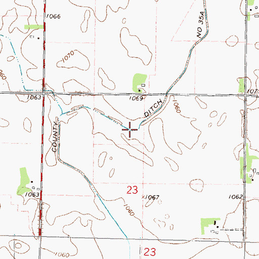 Topographic Map of County Ditch Number Thirtyfive A, MN