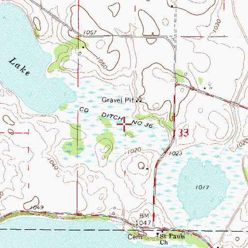 Topographic Map of County Ditch Number Thirtysix, MN