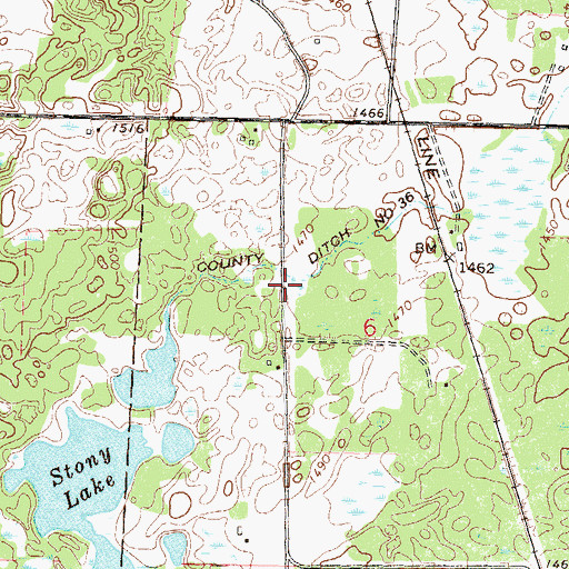 Topographic Map of County Ditch Number Thirtysix, MN