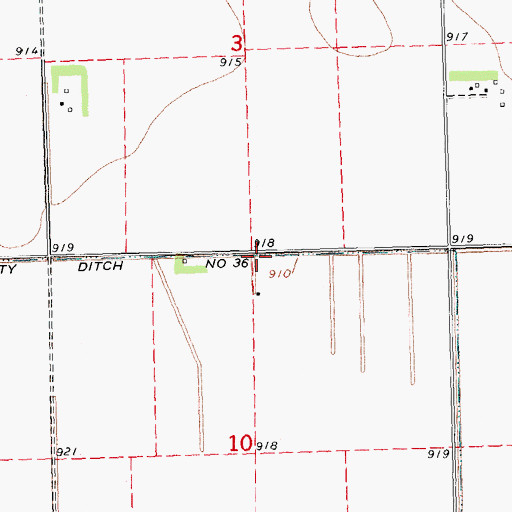 Topographic Map of County Ditch Number Thirtysix, MN