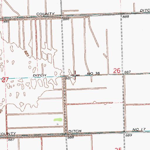 Topographic Map of County Ditch Number Thirtysix, MN