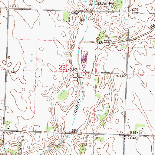 Topographic Map of County Ditch Number Thirtysix A, MN
