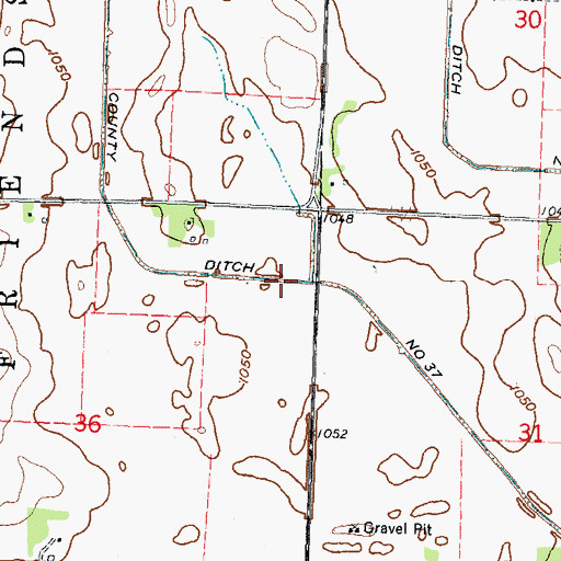 Topographic Map of County Ditch Number Thirtyseven, MN