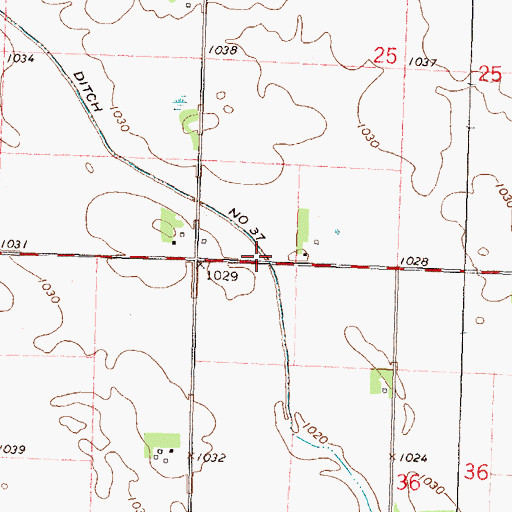 Topographic Map of County Ditch Number Thirtyseven, MN