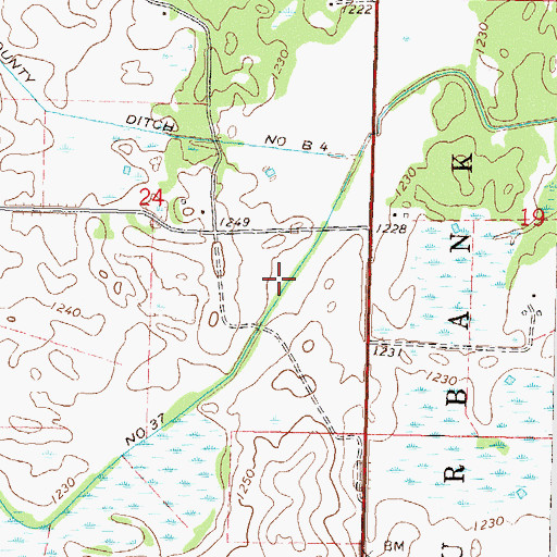 Topographic Map of County Ditch Number Thirtyseven, MN