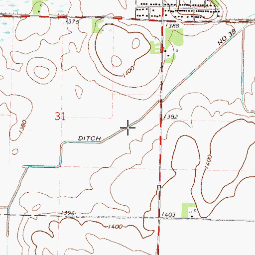 Topographic Map of County Ditch Number Thirtyseven, MN