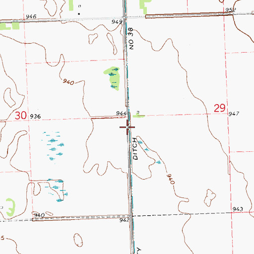 Topographic Map of County Ditch Number Thirtyeight, MN