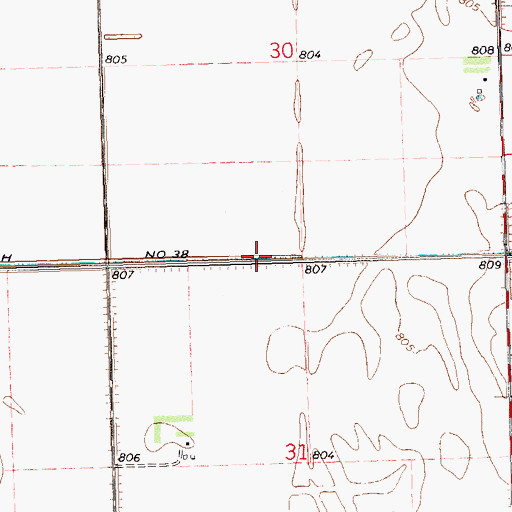 Topographic Map of County Ditch Number Thirtyeight, MN