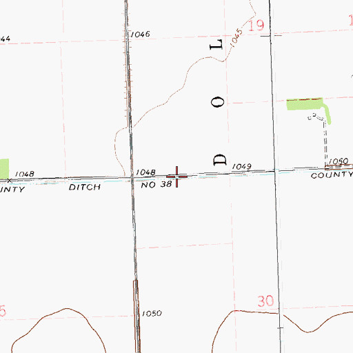 Topographic Map of County Ditch Number Thirtyeight, MN