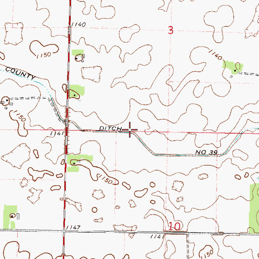 Topographic Map of County Ditch Number Thirtynine, MN
