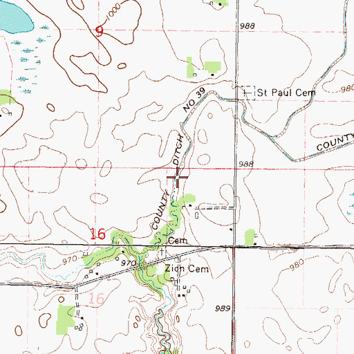 Topographic Map of County Ditch Number Thirtynine, MN