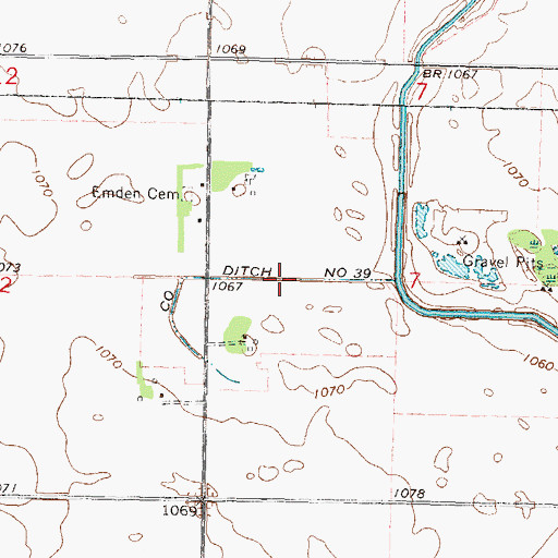 Topographic Map of County Ditch Number Thirtynine, MN