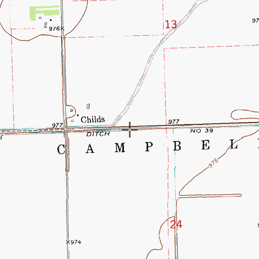Topographic Map of County Ditch Number Thirtynine, MN