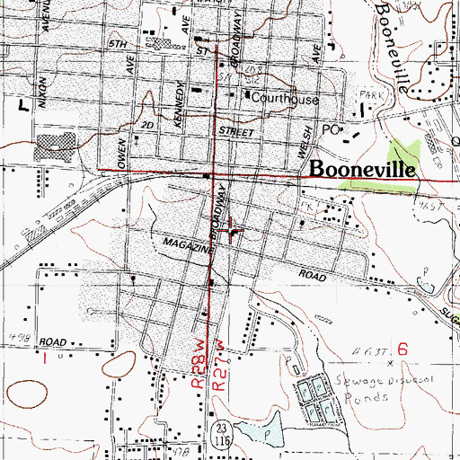 Topographic Map of Booneville Cumberland Presbyterian Church, AR