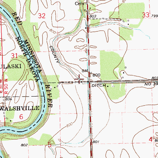Topographic Map of County Ditch Number Thirtynine, MN