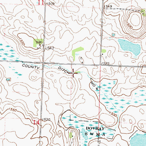 Topographic Map of County Ditch Number Four, MN