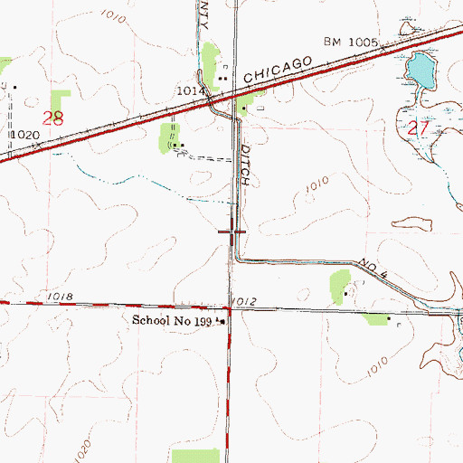 Topographic Map of County Ditch Number Four, MN