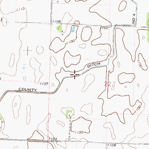 Topographic Map of County Ditch Number Four, MN