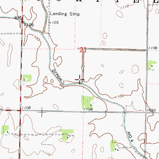 Topographic Map of County Ditch Number Four, MN