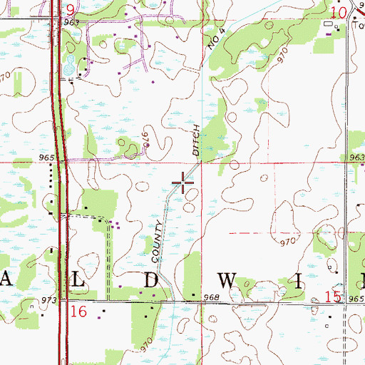 Topographic Map of County Ditch Number Four, MN