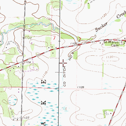 Topographic Map of County Ditch Number Four, MN