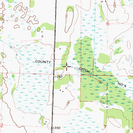 Topographic Map of County Ditch Number Four, MN