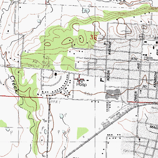 Topographic Map of Booneville Community Hospital, AR