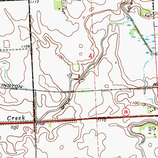 Topographic Map of County Ditch Number Four, MN