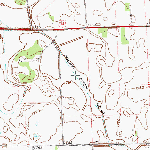 Topographic Map of County Ditch Number Forty, MN