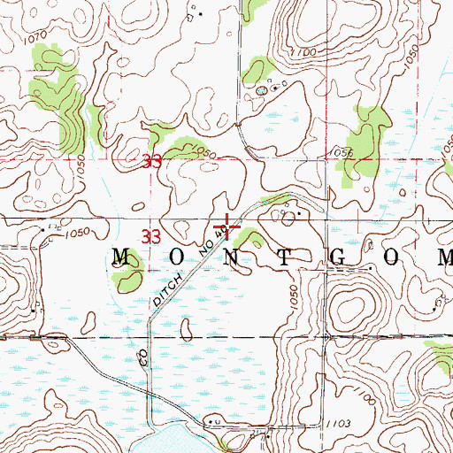 Topographic Map of County Ditch Number Forty, MN