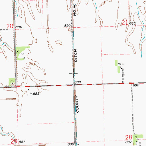 Topographic Map of County Ditch Number Forty, MN